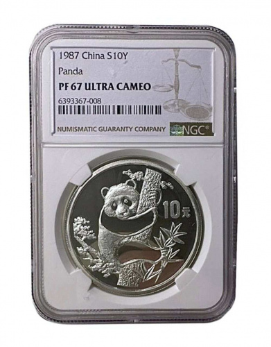 Инвестиционная монета в слабе из серебра 925 пробы (33.87 г). Панда. Китай NGC 1987 PF67 ULTRA CAMEO Инвестиционная монета в слабе из серебра 925 пробы (33.87 г). Панда. Китай NGC 1987 PF67 ULTRA CAMEO