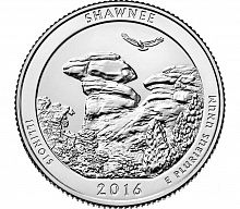 Монета 25 центов Лес Шони. Национальные парки. США D 2016 UNC