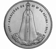 Памятная монета 2,5 евро 100 лет явлению Девы Марии в Фатиме. Португалия, 2017 г. в. Монета в состоянии UNC (из мешка)