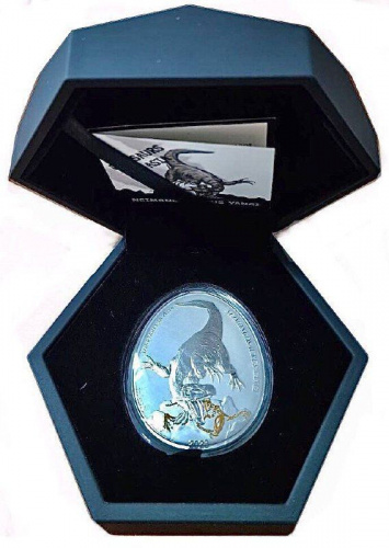 Серебряная монета 999 пробы (31.1 г.) 2 доллара Динозавры в Азии - Неймонгозавр в капсуле и футляре. Самоа 2023 Proof фото 2 Серебряная монета 999 пробы (31.1 г.) 2 доллара Динозавры в Азии - Неймонгозавр в капсуле и футляре. Самоа 2023 Proof фото 2