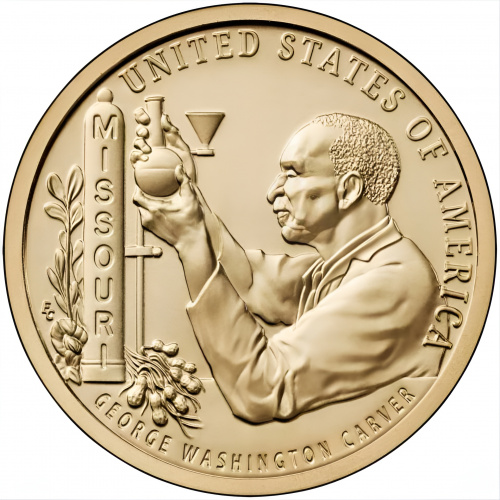 Памятная монета 1 доллар Карвер - Миссури. Американские инновации. США D 2024 UNC Памятная монета 1 доллар Карвер - Миссури. Американские инновации. США D 2024 UNC