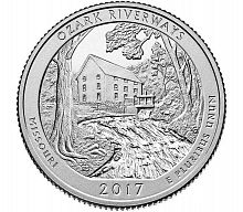 Монета 25 центов Водные пути Озарк. Национальные парки. США D 2017 UNC