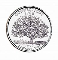 Монета 25 центов Коннектикут. Штаты и территории. США Р 1999 UNC