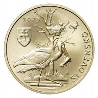 Монета 5 евро Черный аист. Словакия 2023 UNC