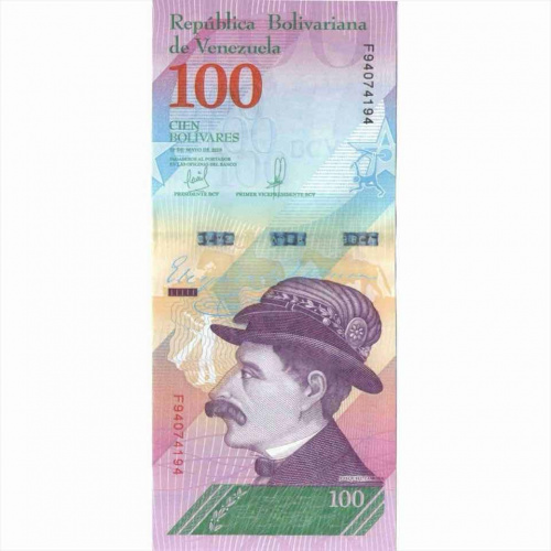 Банкнота 100 боливар. Венесуэла 2018 aUNC