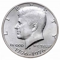 Памятная монета 1/2 доллара (half dollar) 200 лет независимости США. Кеннеди. США D 1976 UNC