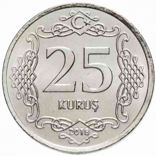 Памятная монета 25 курушей. Турция. Монета в состоянии XF (из обращения) Памятная монета 25 курушей. Турция. Монета в состоянии XF (из обращения)