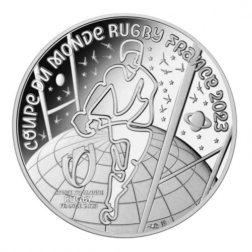 Серебряная монета 10 евро Чемпионат мира по регби в буклете. Франция 2023 UNC фото 3