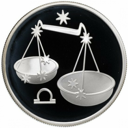 Серебряная монета в капсуле 2 рубля 925 пробы (15,55 г) Весы. Знаки Зодиака. Россия 2002 PF Серебряная монета в капсуле 2 рубля 925 пробы (15,55 г) Весы. Знаки Зодиака. Россия 2002 PF